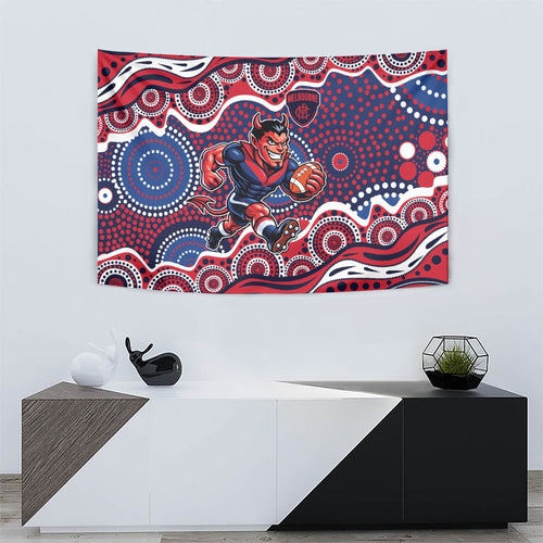 Melbourne Demons Tapestry Aboriginal Dot Pattern - Football Mascot Heritage Pride