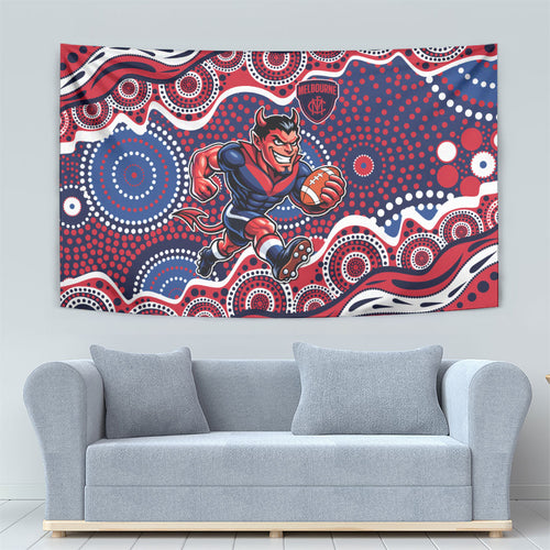 Melbourne Demons Tapestry Aboriginal Dot Pattern - Football Mascot Heritage Pride