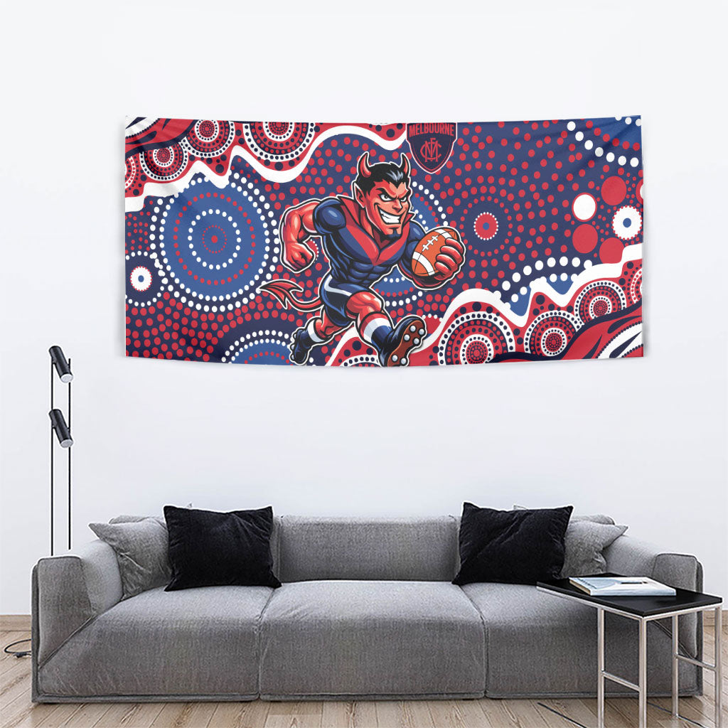 Melbourne Demons Tapestry Aboriginal Dot Pattern - Football Mascot Heritage Pride