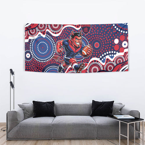 Melbourne Demons Tapestry Aboriginal Dot Pattern - Football Mascot Heritage Pride