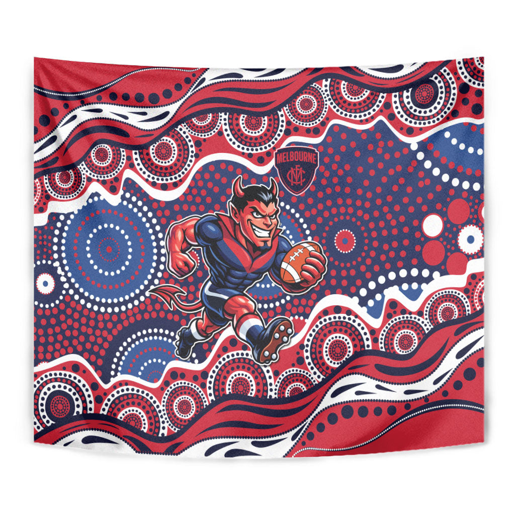 Melbourne Demons Tapestry Aboriginal Dot Pattern - Football Mascot Heritage Pride
