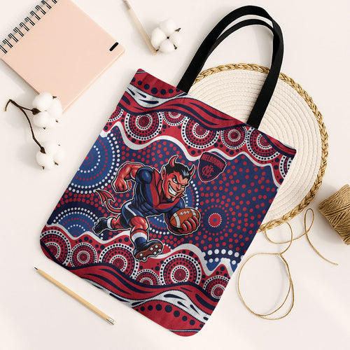 Melbourne Demons Tote Bag Aboriginal Dot Pattern - Football Mascot Heritage Pride