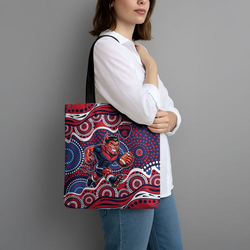 Melbourne Demons Tote Bag Aboriginal Dot Pattern - Football Mascot Heritage Pride
