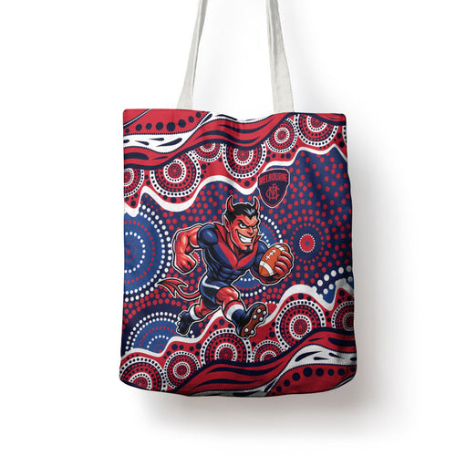 Melbourne Demons Tote Bag Aboriginal Dot Pattern - Football Mascot Heritage Pride