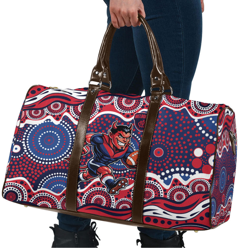 Melbourne Demons Travel Bag Aboriginal Dot Pattern - Football Mascot Heritage Pride