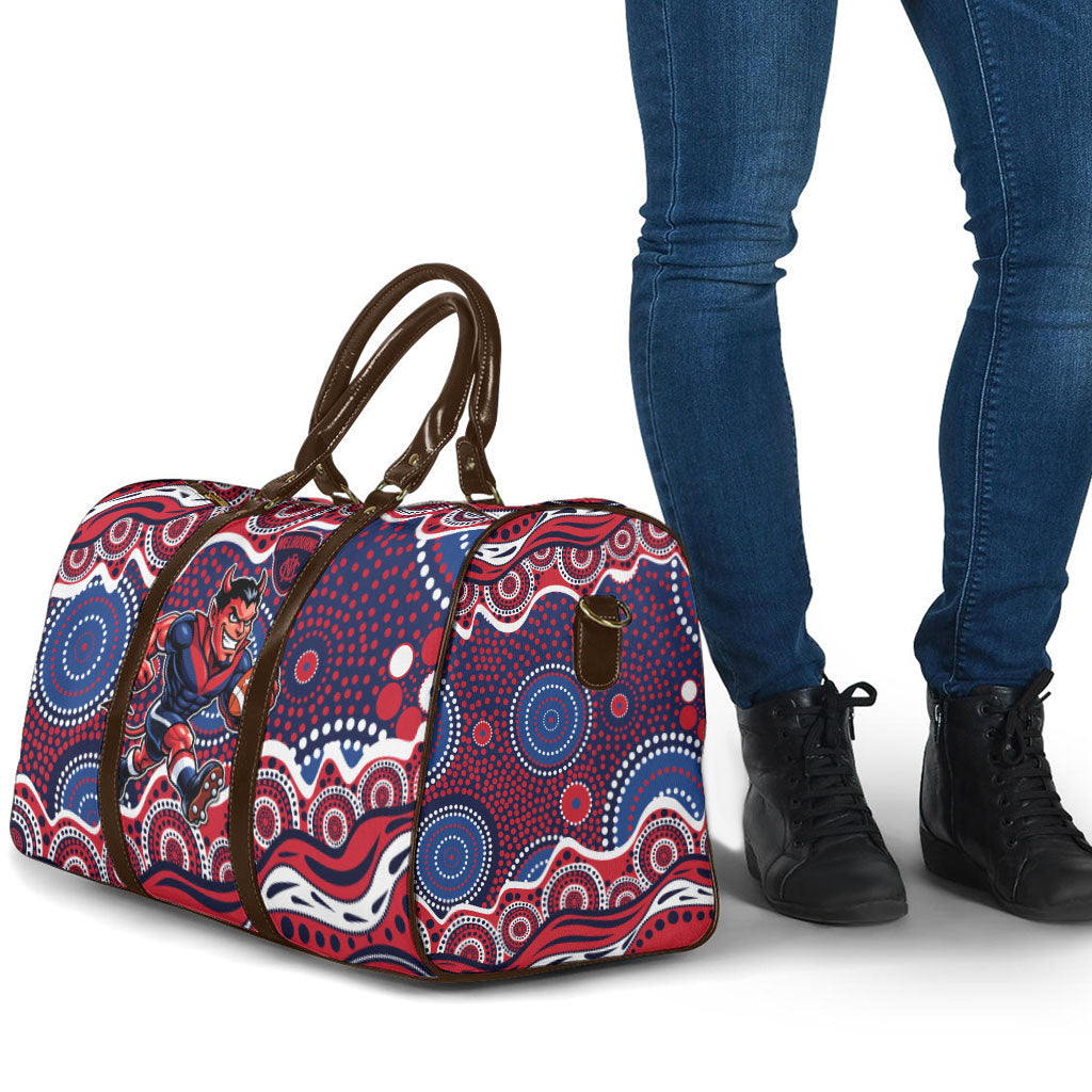 Melbourne Demons Travel Bag Aboriginal Dot Pattern - Football Mascot Heritage Pride
