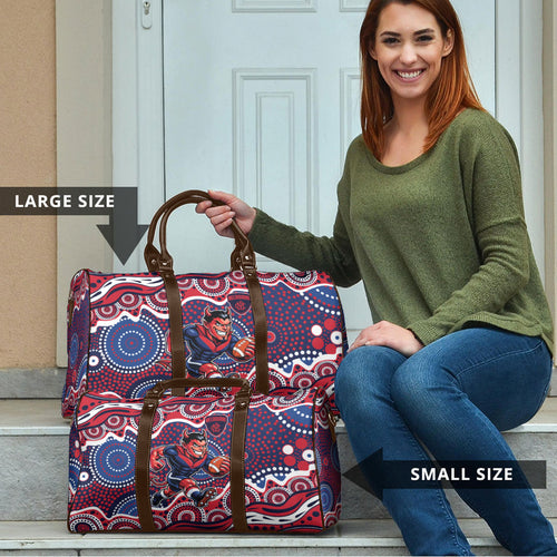 Melbourne Demons Travel Bag Aboriginal Dot Pattern - Football Mascot Heritage Pride