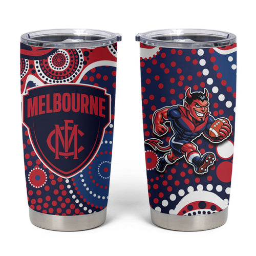 Melbourne Demons Tumbler Cup Aboriginal Dot Pattern - Football Mascot Heritage Pride