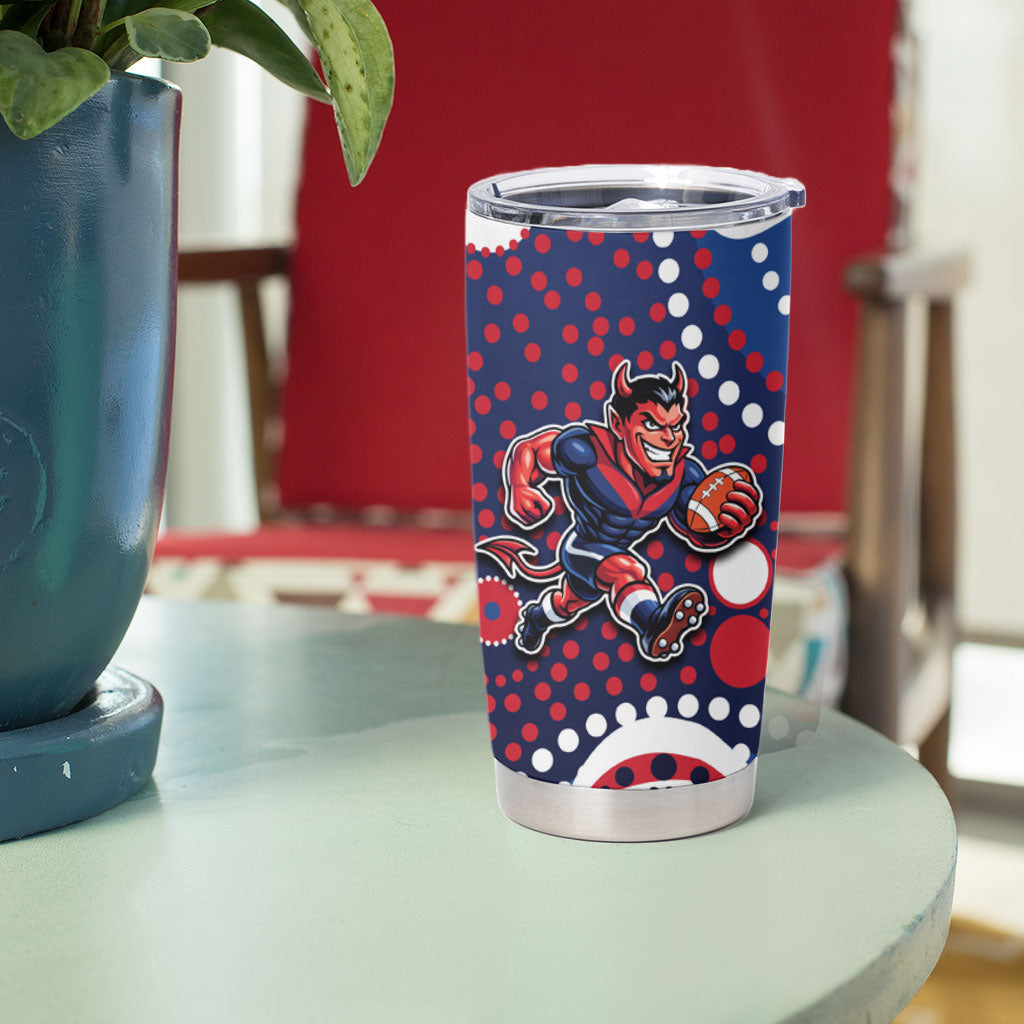 Melbourne Demons Tumbler Cup Aboriginal Dot Pattern - Football Mascot Heritage Pride