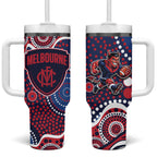 Melbourne Demons Tumbler With Handle Aboriginal Dot Pattern - Football Mascot Heritage Pride