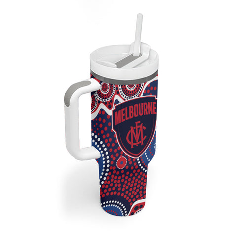Melbourne Demons Tumbler With Handle Aboriginal Dot Pattern - Football Mascot Heritage Pride