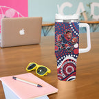 Melbourne Demons Tumbler With Handle Aboriginal Dot Pattern - Football Mascot Heritage Pride