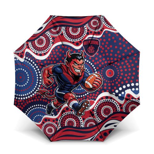 Melbourne Demons Umbrella Aboriginal Dot Pattern - Football Mascot Heritage Pride