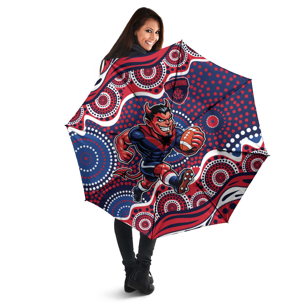 Melbourne Demons Umbrella Aboriginal Dot Pattern - Football Mascot Heritage Pride