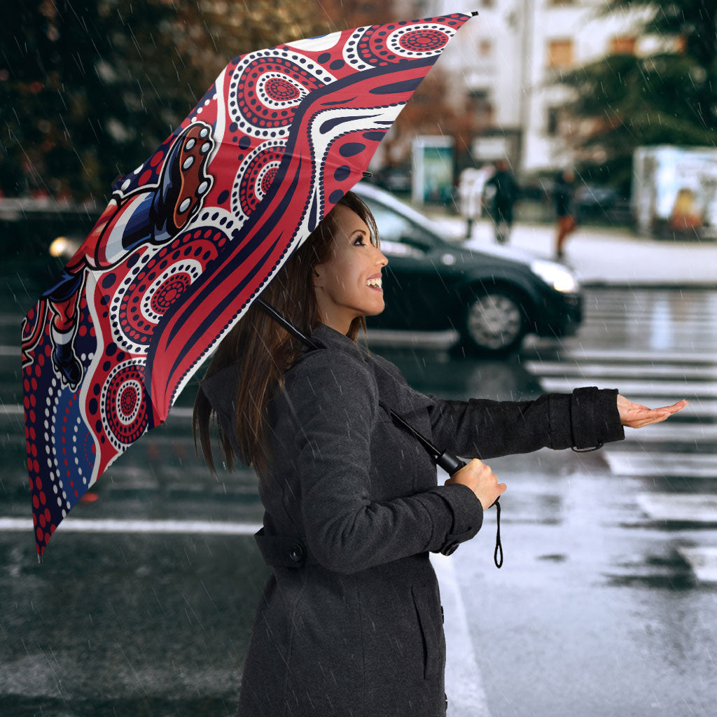 Melbourne Demons Umbrella Aboriginal Dot Pattern - Football Mascot Heritage Pride