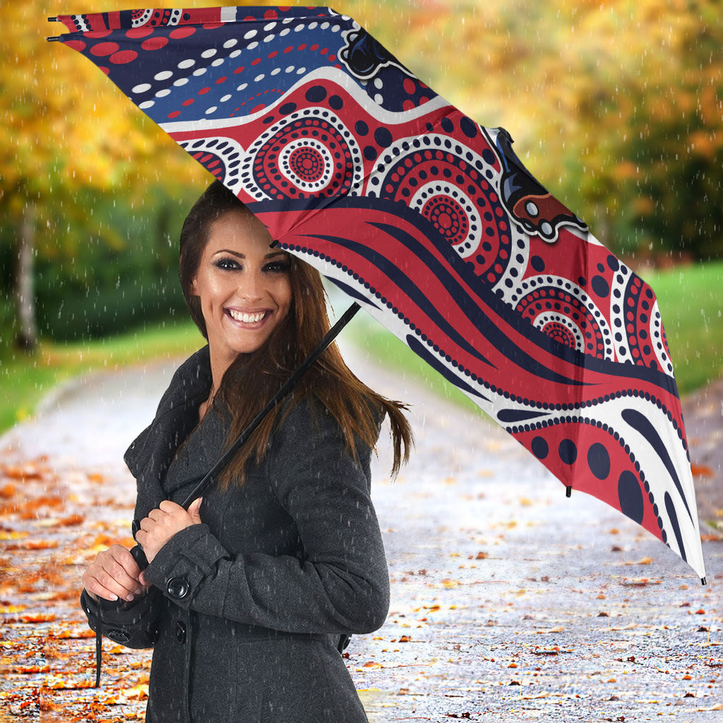 Melbourne Demons Umbrella Aboriginal Dot Pattern - Football Mascot Heritage Pride