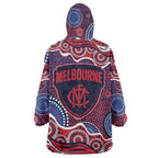 Melbourne Demons Wearable Blanket Hoodie Aboriginal Dot Pattern - Football Mascot Heritage Pride