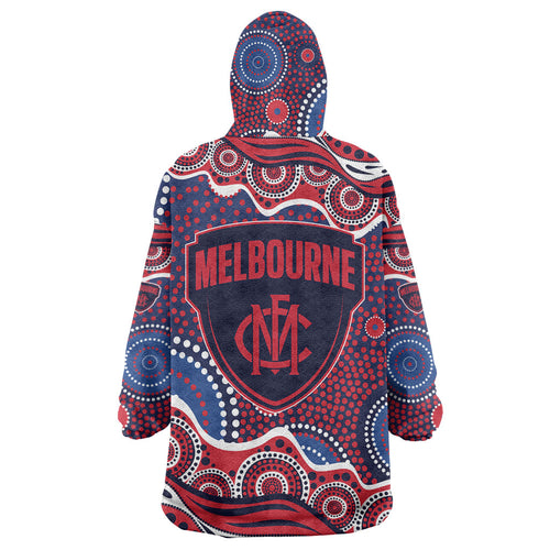 Melbourne Demons Wearable Blanket Hoodie Aboriginal Dot Pattern - Football Mascot Heritage Pride
