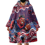 Melbourne Demons Wearable Blanket Hoodie Aboriginal Dot Pattern - Football Mascot Heritage Pride