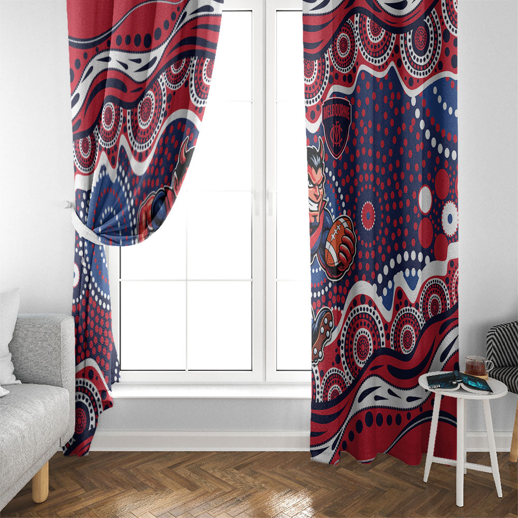 Melbourne Demons Window Curtain Aboriginal Dot Pattern - Football Mascot Heritage Pride