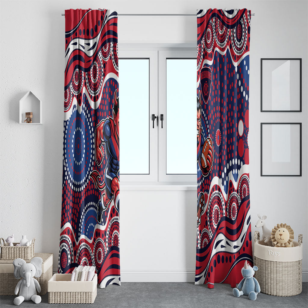 Melbourne Demons Window Curtain Aboriginal Dot Pattern - Football Mascot Heritage Pride