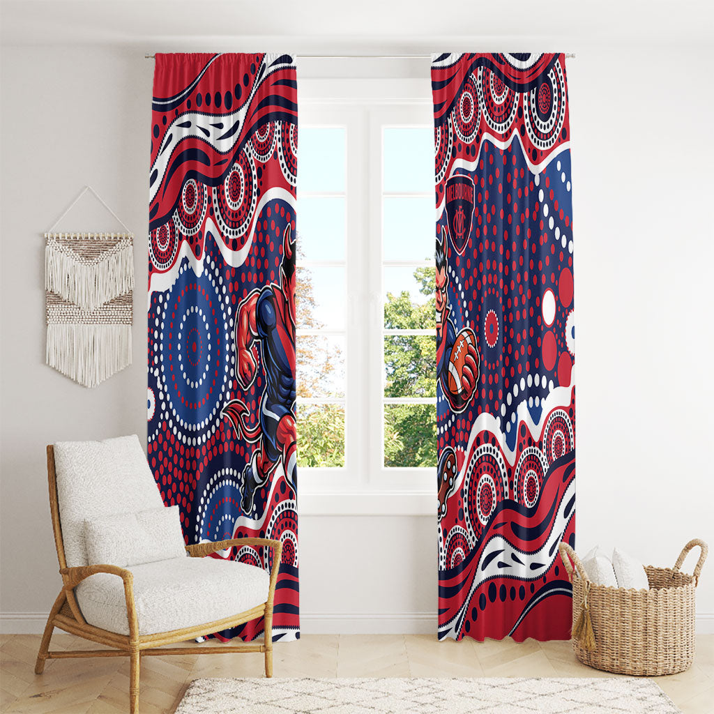 Melbourne Demons Window Curtain Aboriginal Dot Pattern - Football Mascot Heritage Pride