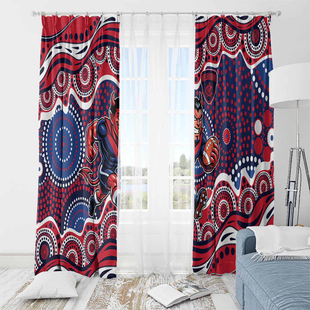 Melbourne Demons Window Curtain Aboriginal Dot Pattern - Football Mascot Heritage Pride