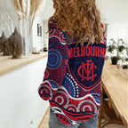 Melbourne Demons Women Casual Shirt Aboriginal Dot Pattern - Football Mascot Heritage Pride