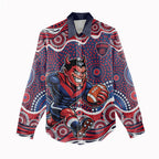 Melbourne Demons Women Casual Shirt Aboriginal Dot Pattern - Football Mascot Heritage Pride
