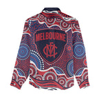 Melbourne Demons Women Casual Shirt Aboriginal Dot Pattern - Football Mascot Heritage Pride