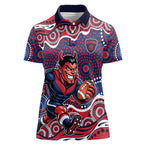 Melbourne Demons Women Polo Shirt Aboriginal Dot Pattern - Football Mascot Heritage Pride