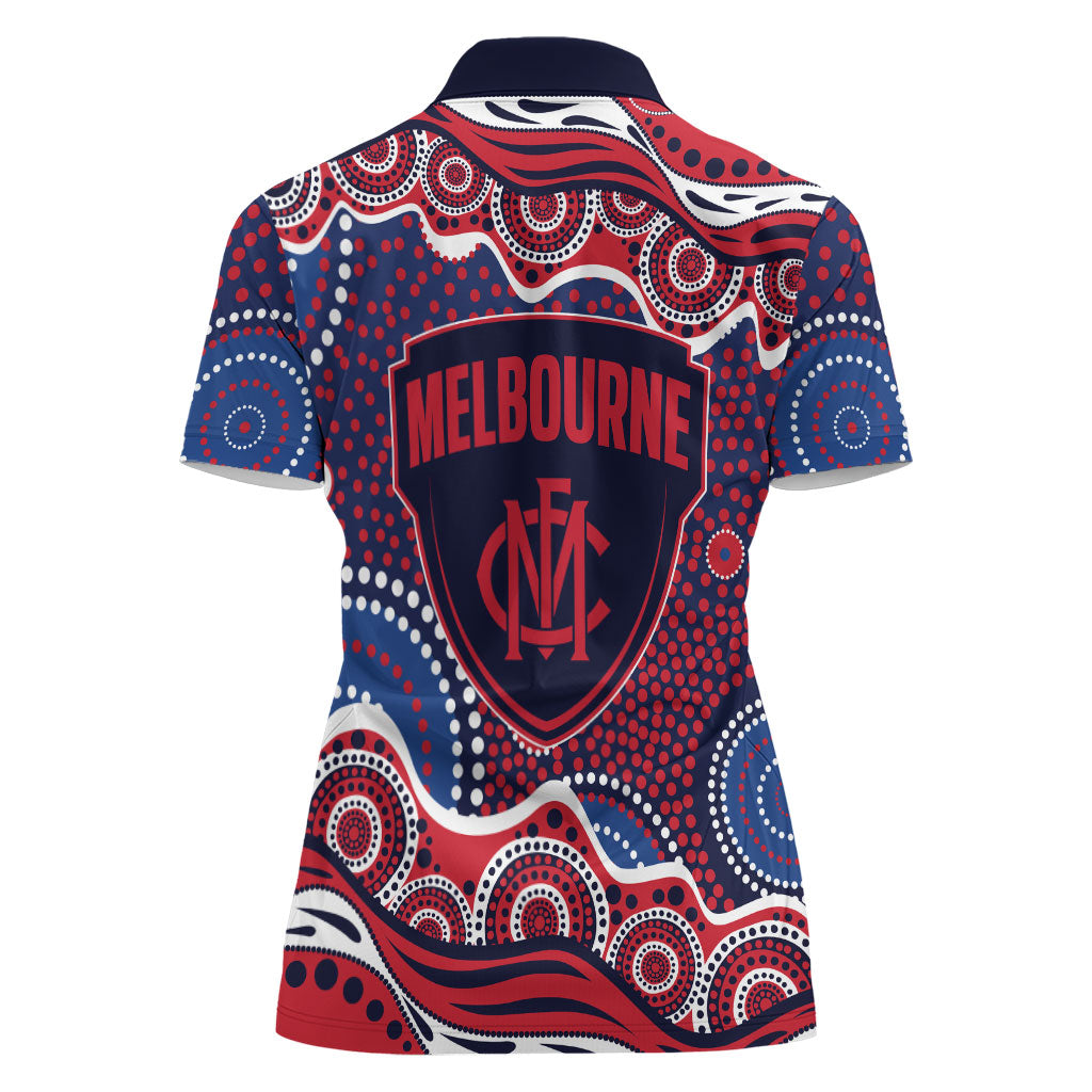Melbourne Demons Women Polo Shirt Aboriginal Dot Pattern - Football Mascot Heritage Pride