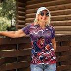 Melbourne Demons Women Polo Shirt Aboriginal Dot Pattern - Football Mascot Heritage Pride