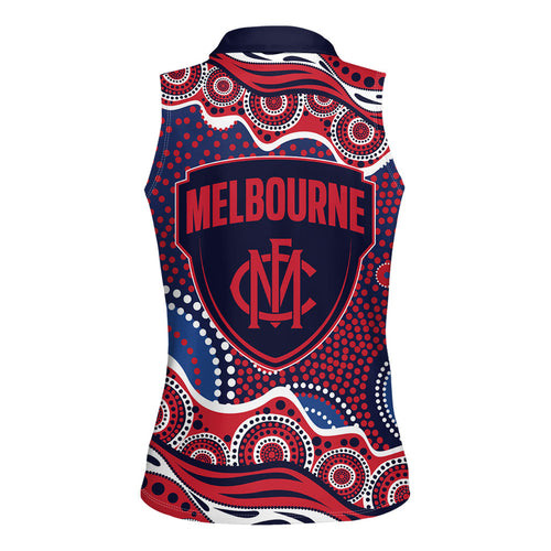 Melbourne Demons Women Sleeveless Polo Shirt Aboriginal Dot Pattern - Football Mascot Heritage Pride