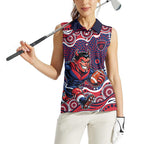 Melbourne Demons Women Sleeveless Polo Shirt Aboriginal Dot Pattern - Football Mascot Heritage Pride
