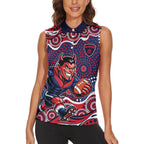 Melbourne Demons Women Sleeveless Polo Shirt Aboriginal Dot Pattern - Football Mascot Heritage Pride
