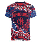 Melbourne Demons Women V-Neck T-Shirt Aboriginal Dot Pattern - Football Mascot Heritage Pride