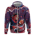 Melbourne Demons Zip Hoodie Aboriginal Dot Pattern - Football Mascot Heritage Pride