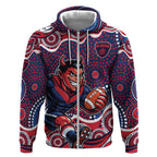Melbourne Demons Zip Hoodie Aboriginal Dot Pattern - Football Mascot Heritage Pride