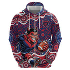 Melbourne Demons Zip Hoodie Aboriginal Dot Pattern - Football Mascot Heritage Pride