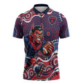 Melbourne Demons Zipper Polo Shirt Aboriginal Dot Pattern - Football Mascot Heritage Pride