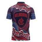 Melbourne Demons Zipper Polo Shirt Aboriginal Dot Pattern - Football Mascot Heritage Pride
