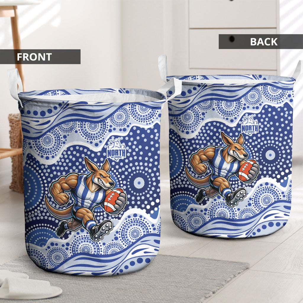 North Melbourne Kangaroos Laundry Basket Aboriginal Dot Pattern - Football Mascot Heritage Pride