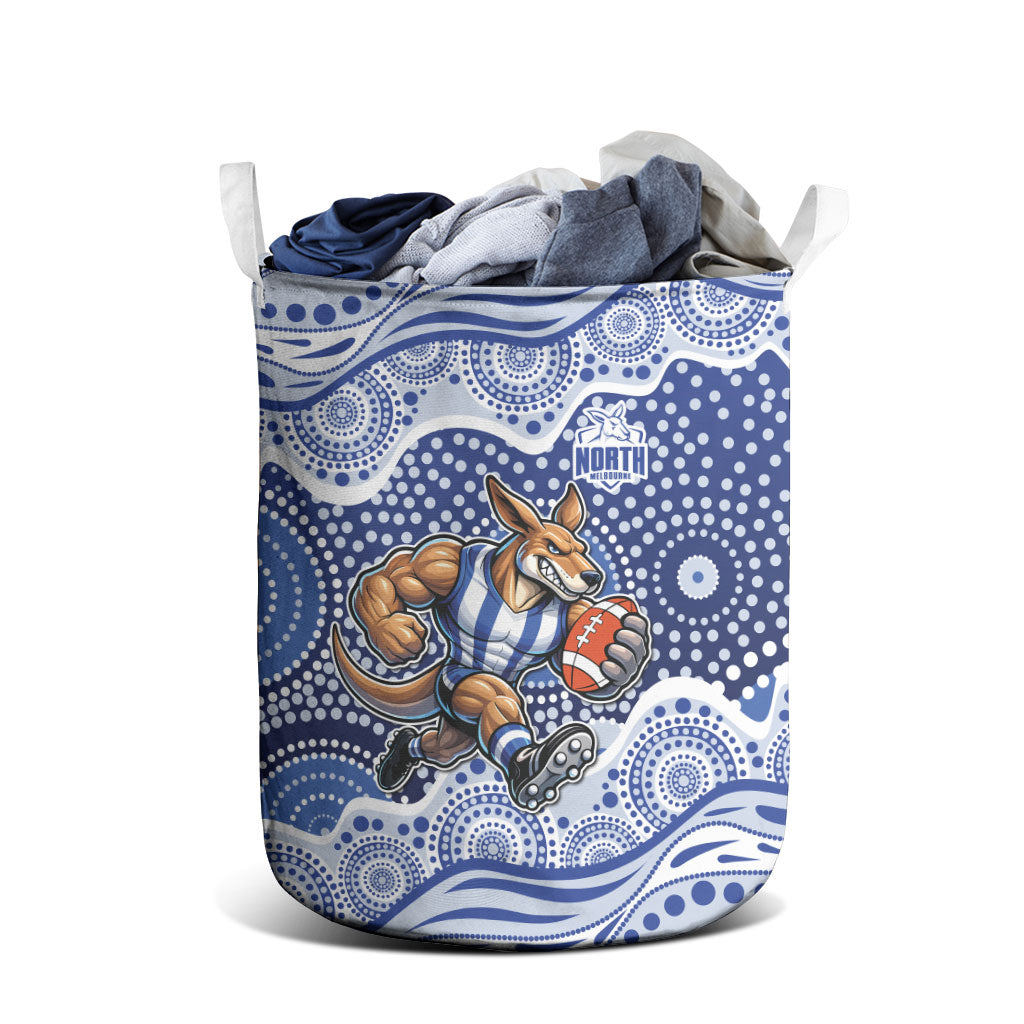 North Melbourne Kangaroos Laundry Basket Aboriginal Dot Pattern - Football Mascot Heritage Pride
