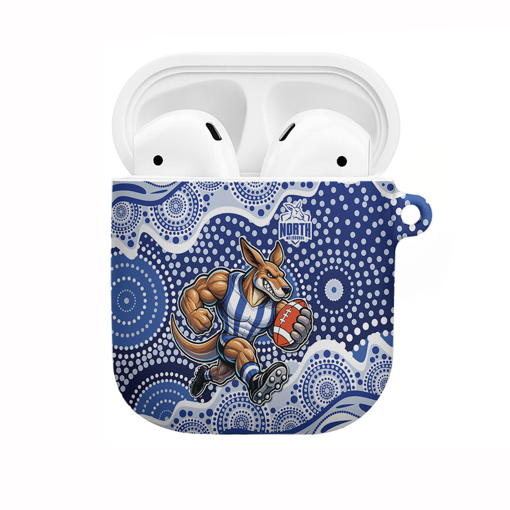 North Melbourne Kangaroos AirPods Case Aboriginal Dot Pattern - Football Mascot Heritage Pride