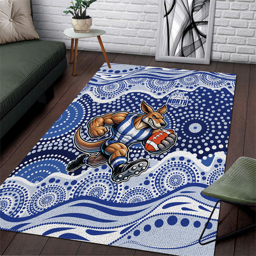 North Melbourne Kangaroos Area Rug Aboriginal Dot Pattern - Football Mascot Heritage Pride