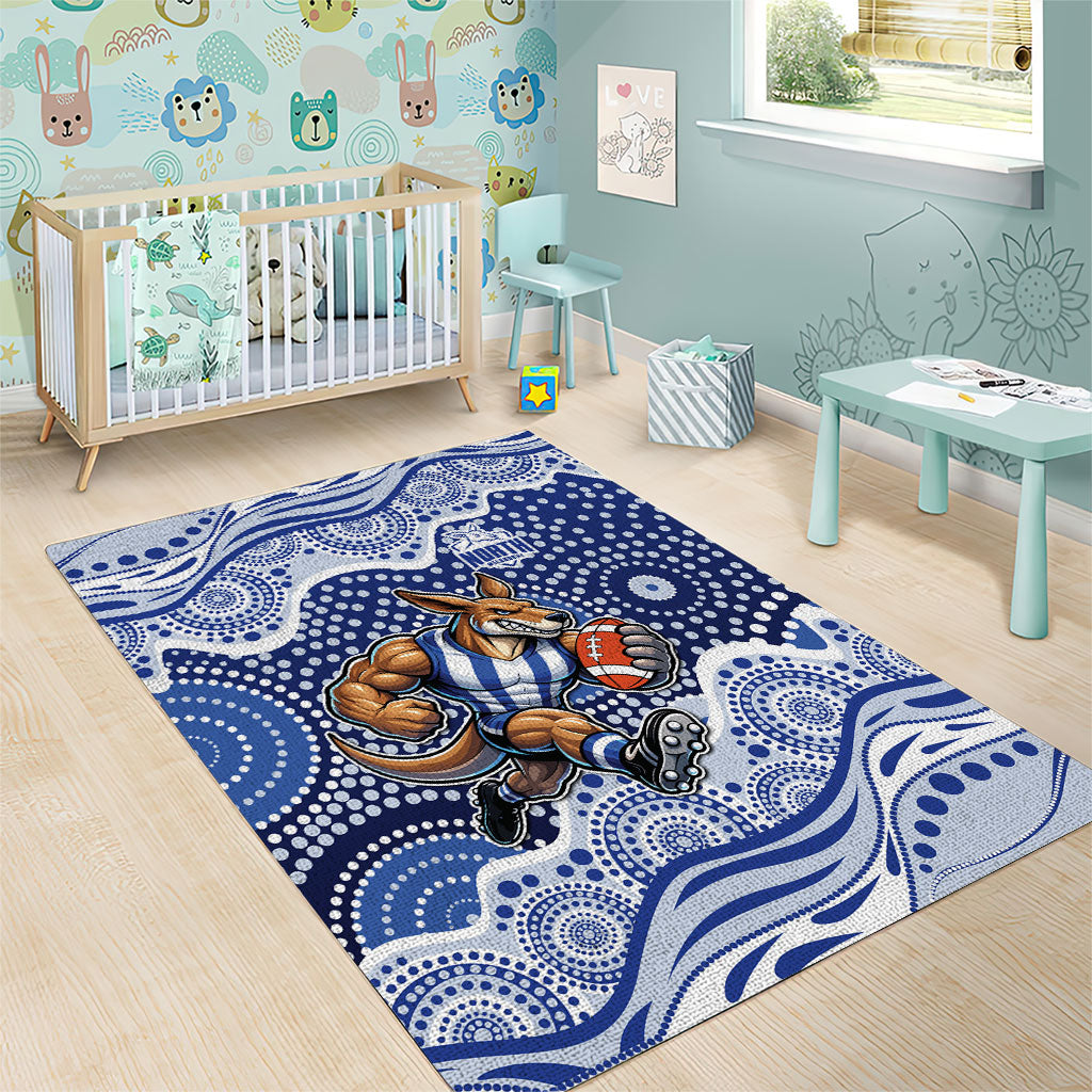 North Melbourne Kangaroos Area Rug Aboriginal Dot Pattern - Football Mascot Heritage Pride