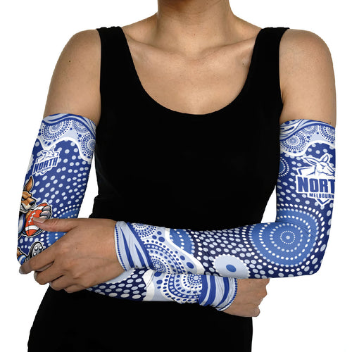 North Melbourne Kangaroos Arm Sleeves Aboriginal Dot Pattern - Football Mascot Heritage Pride
