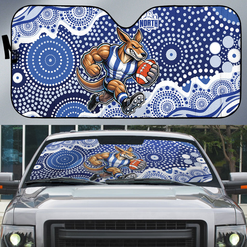 North Melbourne Kangaroos Auto Sun Shade Aboriginal Dot Pattern - Football Mascot Heritage Pride