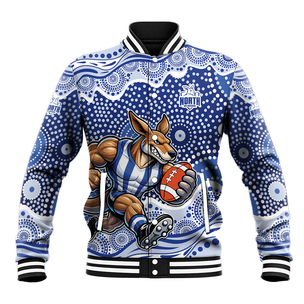 North Melbourne Kangaroos Baseball Jacket Aboriginal Dot Pattern - Football Mascot Heritage Pride
